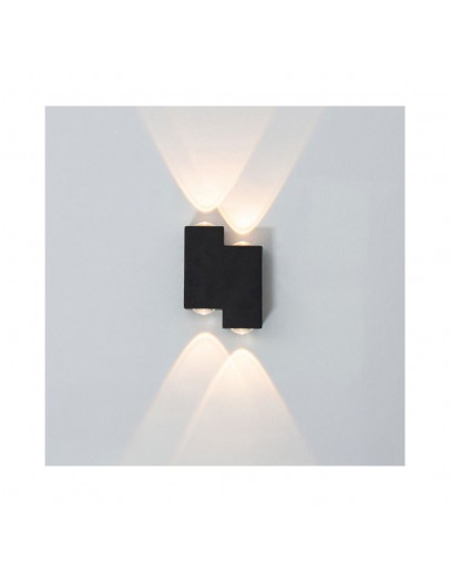 Фасадна лампа аплик DeTech , 4*1W, 4000K, IP44, Черен - 77033