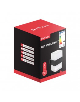 Фасадна лампа аплик DeTech , 2*5W, 4000K, IP44, Черен - 77036