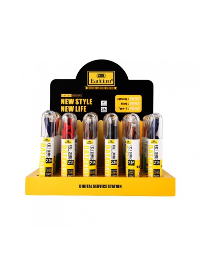 Стелаж с кабели, Earldom, 016, 15 x Micro USB, 10 x Lightning, 5 x Type-C, Черен - 14928