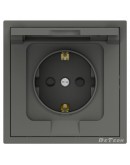 Единичен влагозащитен контакт DeTech DE-9227-45, Шуко, Мат, 16А, 250V, За вграждане, IP40, Сив - 75139