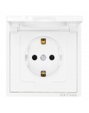 Единичен влагозащитен контакт DeTech DE-9227-45, С рамка, Мат, Шуко, 16А, 250V, За вграждане, IP40, Бял - 75110