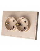 Двоен електрически контакт DeTech DE-9227-52, С рамка, Мат, Шуко, 16А, 250V, За вграждане, IP20, Златист - 75125