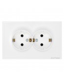 Двоен електрически контакт DeTech DE-9227-52, С рамка, Мат, Шуко, 16А, 250V, За вграждане, IP20, Бял - 75111