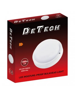 LED таванен плафон DeTech, 12W, 4000K, 1080lm, IP54, Кръг - 77010