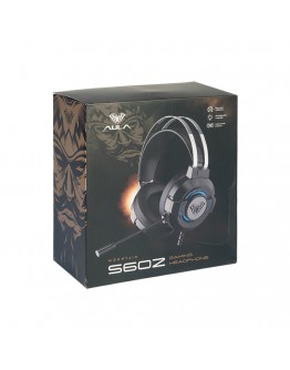 Слушалки Aula S602, За компютър, Подсветка, Микрофон, USB + 3.5mm, Сив - 20545