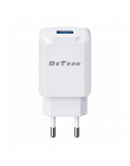 Мрежово зарядно устройство DeTech, DE-36, 5V/1A 220V, 1 x USB, Бял - 40537