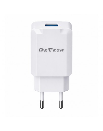 Мрежово зарядно устройство DeTech, DE-36, 5V/1A 220V, 1 x USB, Бял - 40537