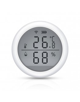 Смарт сензор No brand PST-WSD400B, За температура и влажност, LCD екран, Wi-Fi, Tuya Smart, Бял - 91010