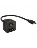 Сплитер HDMI,  DeTech HDMI към HDMI 2H, Черен - 18182