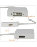 Преходник DeTech Mini DP то DVI, HDMI, DP 10см, Бял - 18157