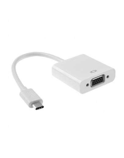 Преходник, DeTech, USB Type-C към VGA, Бял - 18290