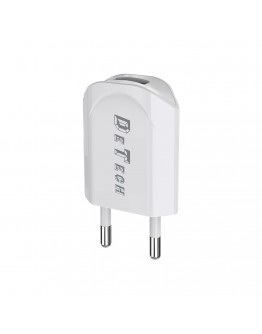 Мрежово зарядно устройство, DeTech, DE-11i, 5V/1A, 220V,1 x USB, С Lightning кабел, 1.0m, Бял - 14116