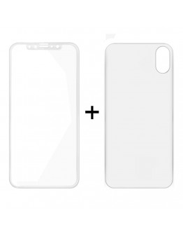 Стъклен протектор за дисплей и гръб, Remax Caesar, за iPhone X, 0.3 mm, Бял - 52326