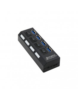 USB хъб No Brand, USB 3.0, 4 Порта, Черен - 12062