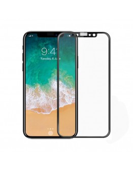 Стъклен протектор за целия дисплей No brand, за iPhone X, 5D, 0.3 mm, Черен - 52373