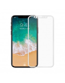 Стъклен протектор за целия дисплей No brand, за iPhone X, 5D, 0.3 mm, Бял - 52374