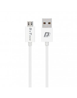 Мрежово зарядно устройство DeTech DE-28M, 5V/2.4A, 220V,1 x USB, С Micro USB кабел, 1.0m, Бял - 14133