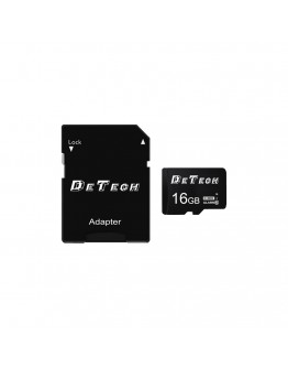 Карта памет DeTech Micro SDHC-I, 16GB, Class 10 + Адаптер - 62043