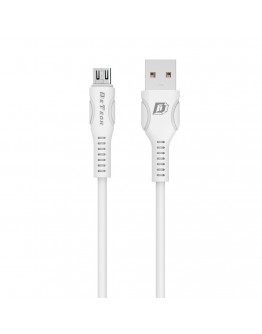 Кабел за данни DeTech DE-C27M, Micro USB, 1.0m, Бял - 40109