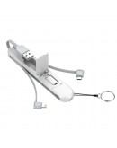 Кабел за данни LDNIO LC130, 3 в 1, Type-C, Micro USB, Lightning, , 0.43m, Бял - 40189