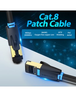 Vention Кабел LAN SFTP Cat.8 Patch Cable - 0.5M Black 40Gbps - IKABD