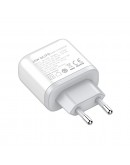 Мрежово зарядно устройство LDNIO A2526C, 45W, 1 x Type-C F, 1 x USB F, PD, QC, PPS, С Type-C кабел , Бял - 40286