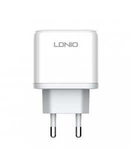 Мрежово зарядно устройство LDNIO A2526C, 45W, 1 x Type-C F, 1 x USB F, PD, QC, PPS, С PD Type-C кабел, Бял - 40287