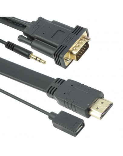 Кабел No brand, HDMI - VGA, 3m, Flat, с аудио кабел -18261