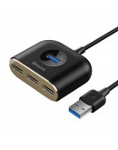 USB хъб Baseus Square round, 4 Порта, USB към 3xUSB 2.0, 1xUSB 3.0, 1.0m, Черен - 12077