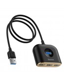 USB хъб Baseus Square round, 4 Порта, USB към 3xUSB 2.0, 1xUSB 3.0, 1.0m, Черен - 12077