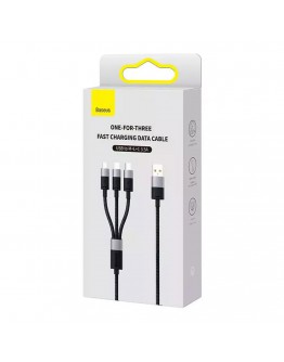 Кабел за зареждане Baseus StarSpeed, 3 в 1, Micro USB, Lightning, Type-C, 0.6m, Черен - 40439