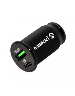 Makki зарядно за кола Fast Charger Car - Type-C + USB QC3.0  20W - MAKKI-CC20W02-BK