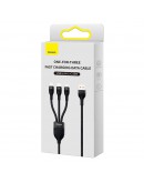 Кабел за зареждане Baseus Flash, 3 в 1, Micro USB, Lightning, Type-C, 66W, 1.2m, Черен - 40492