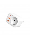 Универсален преходник - зарядно Earldom ES-SC18, 2xUSB, 1xType-C, Шуко, Бял - 40524
