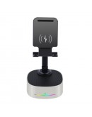 Тонколона със стойка за телефон Kisonli M5, Bluetooth, Безжично зареждане, FM, AUX, RGB, Различни цветове - 22275