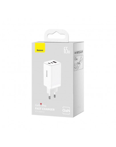 Мрежово зарядно устройство Baseus Super Si, 25W, С PD кабел, Бял - 40417