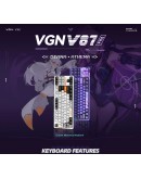 VGN професионална безжична геймърска механична клавиатура Wireless Professional Gaming Mechanical Keyboard - V87 PRO Diana - Aniya Switches, BT5.0, 2.4G