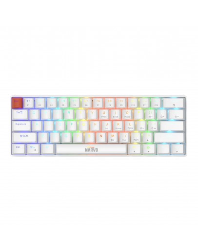 Marvo механична геймърска клавиатура Gaming Mechanical keyboard Saber 61 KG933G White - 61 keys, Red Switches [Linear]
