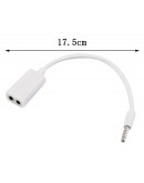 Аудио преходник 3.5 Male - 2x3.5 Female, DeTech 12см - 18212