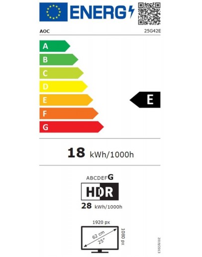 Монитор AOC 25G42E, 24.5 Fast IPS WLED, 1920x1080@180Hz, 1